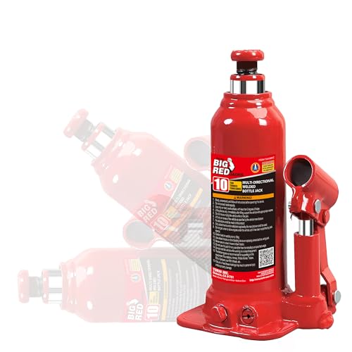 Image of Big RED Welded Car Bottle Jack with Vertical and Horizontal Usage: Capacity 10 Ton (20,000 LBs), Red