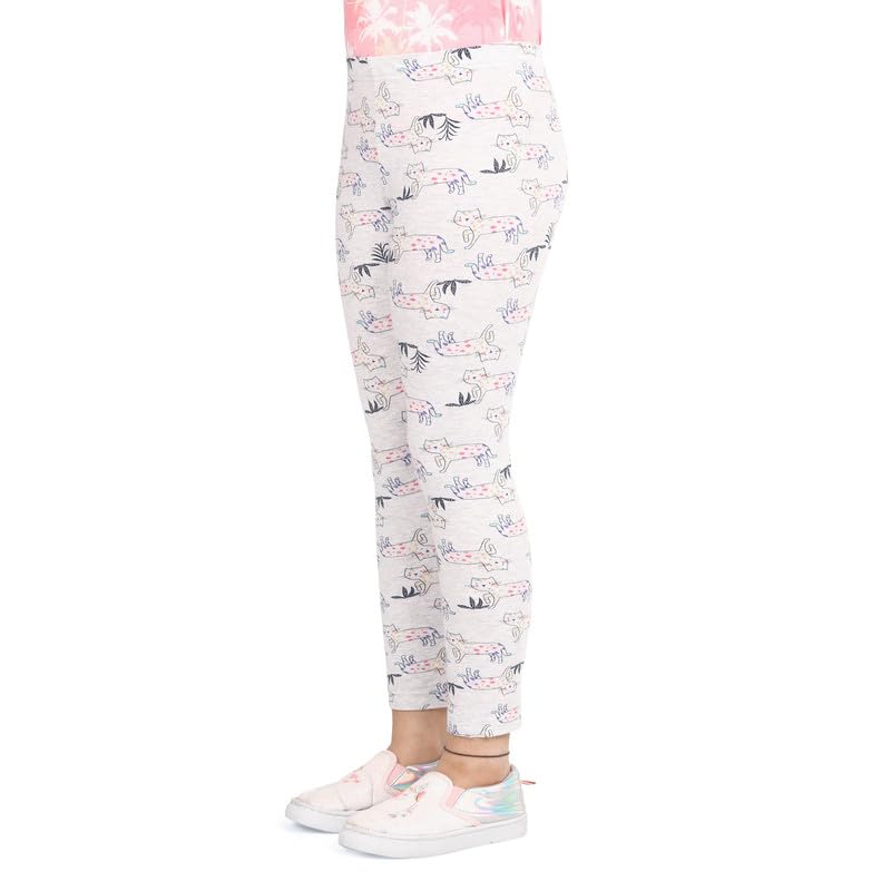 Image of ARIEL Cotton Printed Non-Transparent Regular Fit Ankle Length Leggings for Girls