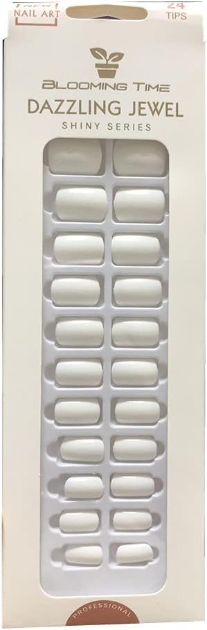 24 Tips Fake Nails Press On Nails Short Artificial False Nails Tips Full Cover Stick Natural White