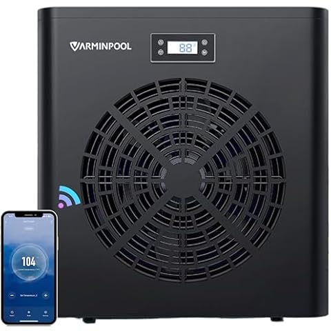 VARMINPOOL 16000 BTU Above Ground Pool Electric Pool Heater for Pools up to 5400 Gallons, Swimming Pool Heater with WiFi Control App, 110V Pool Heat Pump with Titanium Heat Exchanger Cover