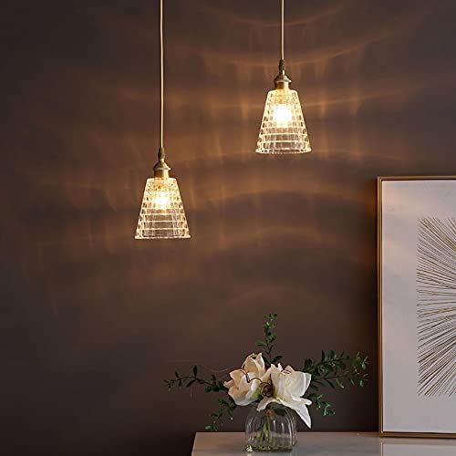 Lámpara colgante de cristal redonda y cobre con altura ajustable 3