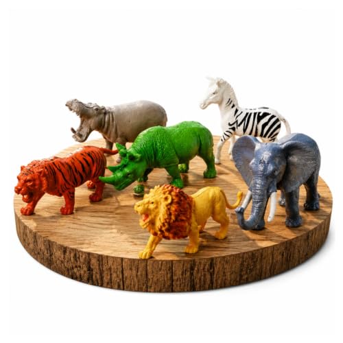 Image of ZESTHOME Bring the Jungle Home | 6PCS Wild Animal Toy Figures for Kids 3+ | Lion, Tiger, Elephant, Zebra, Rhino & Hippo | Ultimate Safari Playset | Perfect First Wildlife Collection