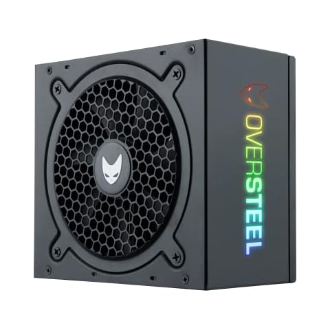 Oversteel Quantum Power Supply A-RGB 80+ Bronze 850 W Full Modular, Optimized Cooling, RGB Illuminated Side Panel, Cable Management, Electrical Protections, Color Black Cover