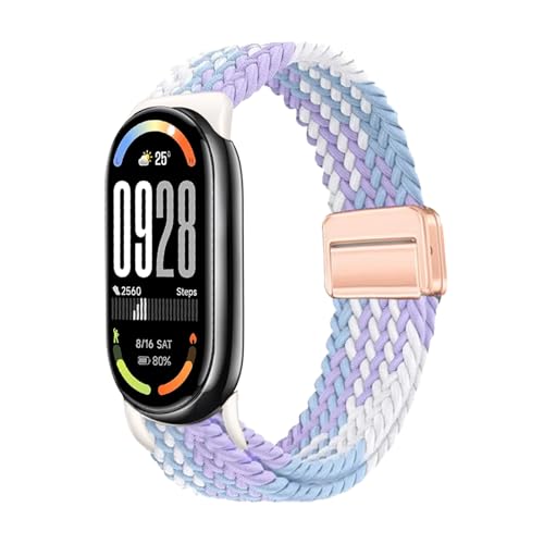 [MokaZii] �����o���h Xiaomi Smart Band 10 / Xiaomi Smart Band 9 / 8 �Ή� ���C�� �҂ݍ��� �ւ��x���g �������ȒP �L�k�� �_��y�� �ʋC �j�����p Mi band 10/9/8 - �p�[�v���E�z��