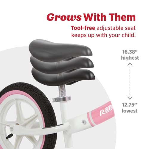 Image of Radio Flyer Air Ride Balance Bike, for Kids Ages 1.5-5, Pink, Foot Rest | Kid & Toddler Balance Bikes, Pedal-Free for Quick Learning, Rubber Air Tires, Adjustable Seat, (Amazon Exclusive)