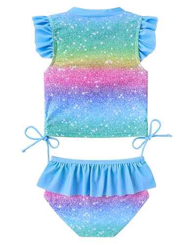 image for Cuddomper Toddler 5T Girls Swimsuit 4T Bathing Suit 2 Piece Ruffle Tan