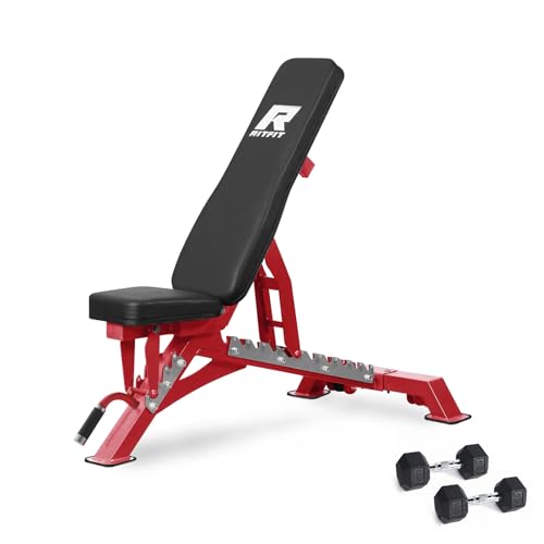 Image of RITFIT Adjustable Weight Bench, Incline Decline Flat, 1300LB Capacity