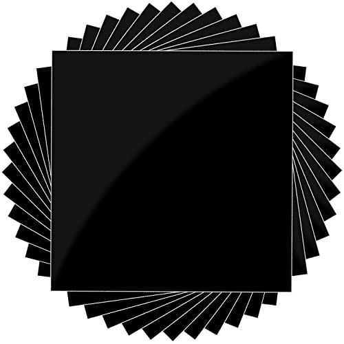 Image of Glossy Black Permanent Vinyl for Cricut - 12 Pack Lya Vinyl Permanent Outdoor Vinyl, 12 inchx12 inch Self Adhesive Vinyl Sheets for Decor Sticker, Party Decoration, Car Decal