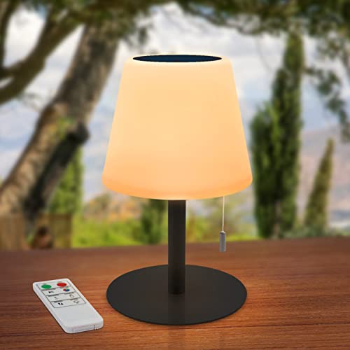 Lampe de Table Portable Solaire LED Rechargeable Lampes de Table Extérieure 8 Couleurs Dimmable Lampe de Table Sans Fil pour Salon Chambre avec Patio de Jardin