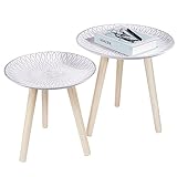 ❹ VIELSEITIG NUTZBAR - Nesting Couchtische passen sich durch sein dekor design an jede umgebung an. Der Holz Beistelltisch kann als ästhetischer Beistelltisch, Couchtisch, Sofatisch, Nachttisch oder als Ablage verwendet werden. Größe Ø 40/35 cm, Höhe 40/35 cm - Material Platte MDF Holz, Beine Massivholz. Der Tisch wird zur Selbstmontage geliefert, einfach in wenigen Minuten zu montieren.