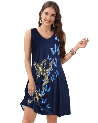 Image of CHICGAL Womens Summer Dresses Casual Sleeveless Loose T Shirt V Neck Sundress Swing Beach Cover Up with Pockets 2026