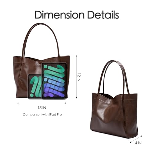 Image of Large Tote Bag for Women Purses for Women Shoulder Bag Durable Vegan Leather Handbag Purse for Women Everyday Work