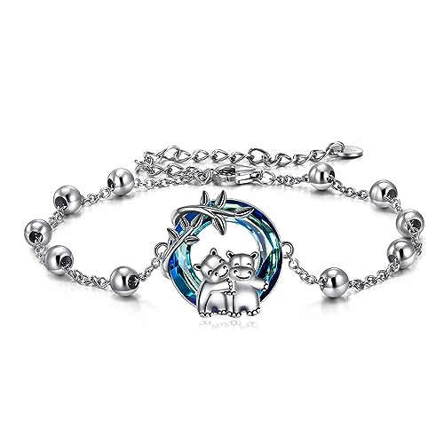 Bracelets hippopotame pour femme argent sterling cristal bijoux breloques 9 pouces