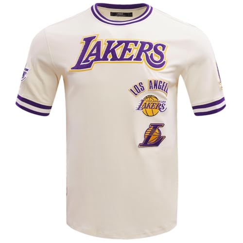 Pro Standard Mens NBA Los Angeles Lakers Retro Classics Short Sleeve Tee Eggshell/Purple L