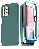 LeYi for Samsung A13 5G Case, Samsung Galaxy A13 5G Case with [2 x Tempered Glass Screen Protector], Full-Body Shockproof Soft Liquid Silicone Phone Case for Samsung A13 4G/ 5G, Midnight Green