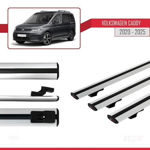 Barres de toit pour Volkswagen Caddy 4 SB 2020-2026 rail de toit gris aluminium 3 pièces - 3