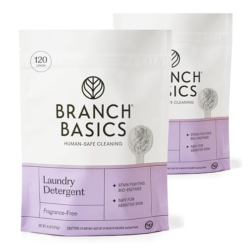 Branch Basics Laundry Detergent 2 Pack 4lbs per | Plant & Mineral-Based Formula | Lifts Stains & Removes Odor | Plastic-Free Fragrance-Free & Safe for Sensitive Skin