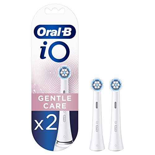Oral-B iO Gentle Care Brossettes de Recharge pour Brosse à Dents Électrique Jusqu’à 100 % d’élimination de la plaque dentaire, Pack de 2