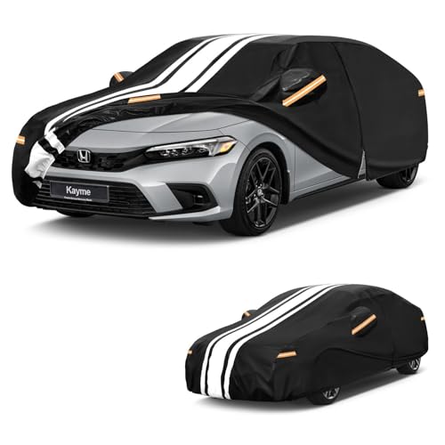Image of Kayme Heavy Duty Car Cover for Honda Civic Sedan /Coupe (1996-2026) | Waterproof All Weather for Automobiles, Gift with Tape /Towel /Bag, Outdoor Full Exterior Cover Rain Snow Sun UV Protection.