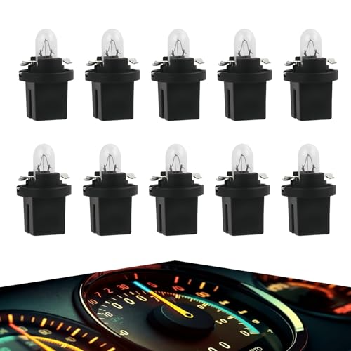 Zenovate 10 Bombillas de Salpicadero Coche Moto, Bombillas T5 12V 2W con B8.5D Casquillo, Bombillas Cuadro Instrumentos Coche, Repuesto para Auto y Moto