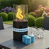 TOM Innovation XXL Gas Tischkamin - 12 Stunden Brenndauer für Indoor & Outdoor – Tisch Kamin Set – Tischfeuer mit...