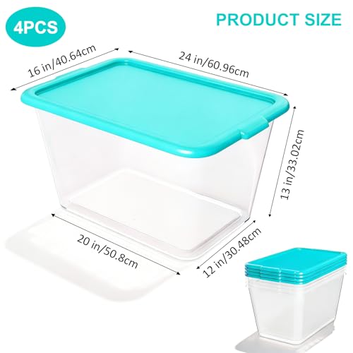Image of SIMPLYKLEEN Storage Totes with Lids - Made in USA 14.5-Gallon (58-Quart) 4-Pack Aqua Storage Bins with Lids Plastic Storage Containers Large Storage Boxes for Organizer Aqua /Clear
