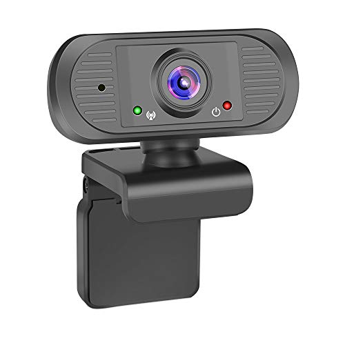 Temfly Webcam, Webcam PC 1080P HD Webcam y Microfono Cámara Web USB 2.0 Gran Angular de 360 °Webcam para Ordenador, Video Chat y Grabación, Compatible con Windows, Mac y Android