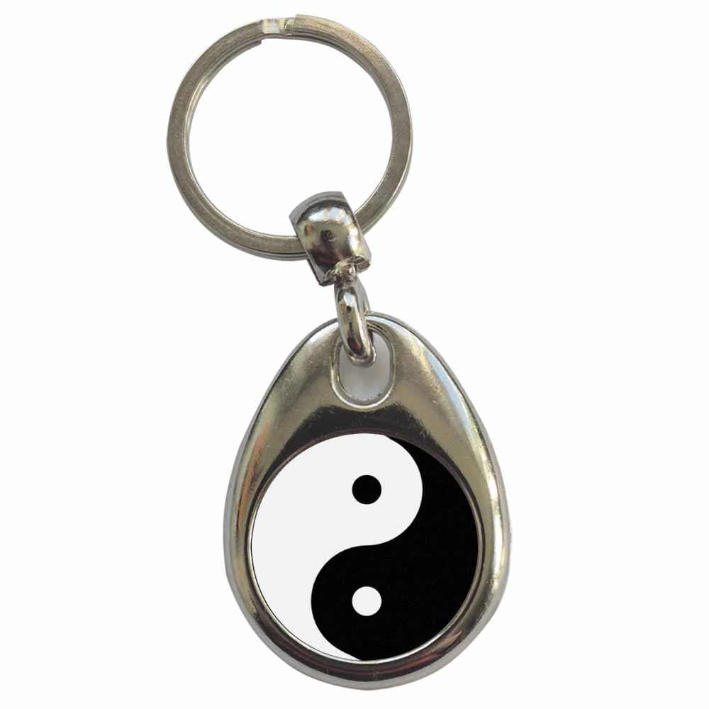 Ozorath Yin Yang Keyring Keychain with Split Ring Attachment and Metal Key Fob