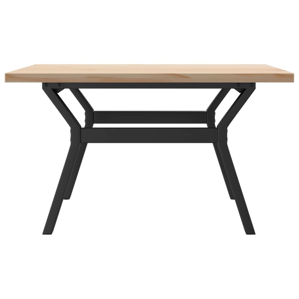 Stolik kawowy z litego drewna sosnowego ze stalowym stelażem, 80 x 80 x 45,5 cm, prostokątny, stabilny i trwały, do salonu, jadalni, kuchni, mebli do siedzenia