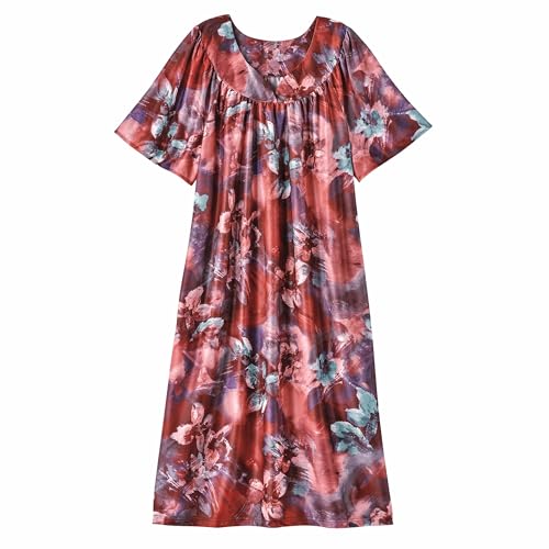 Image of AmeriMark Casual Women's Patio Muumuu House Dress Loose Comfortable Short Sleeve Sun Dress Lounger Gown Sleepwear for Ladies