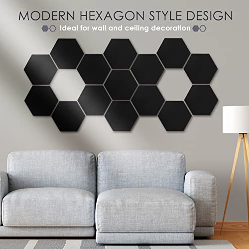 Bxi Self-Adhesive Hexagon 3D Wall Panel - 14.2 X 12.3 X 0.4 Inches 16 Pcs Peel And Stick Wall Tiles, Felt Decorative Wall Covering Panels, Felt Pinboard, Wall Art Backsplash Tile For Home And Office #TOP2