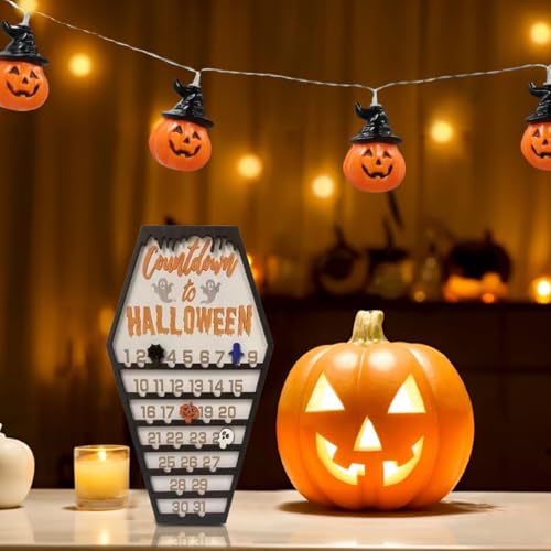 Calendrier décompte Halloween bois : décoration table salon et bureau
