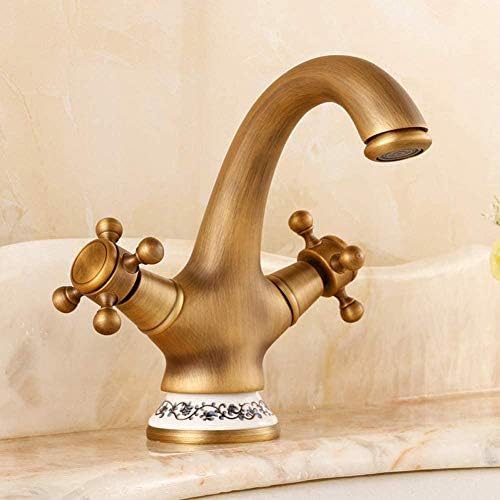 Robinet en laiton antique noir monotrou double poignée pour lavabo salle de bain