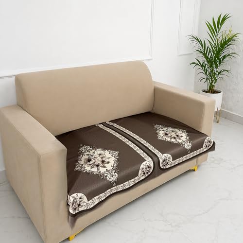 Image of Homerz Premium Waterproof Jasmine Joe Sofa Seat Cover - Floral Printed Sofa Protector | Non-Slip, Washable & Durable Sofa Protector (Coffee, 2 Seater)
