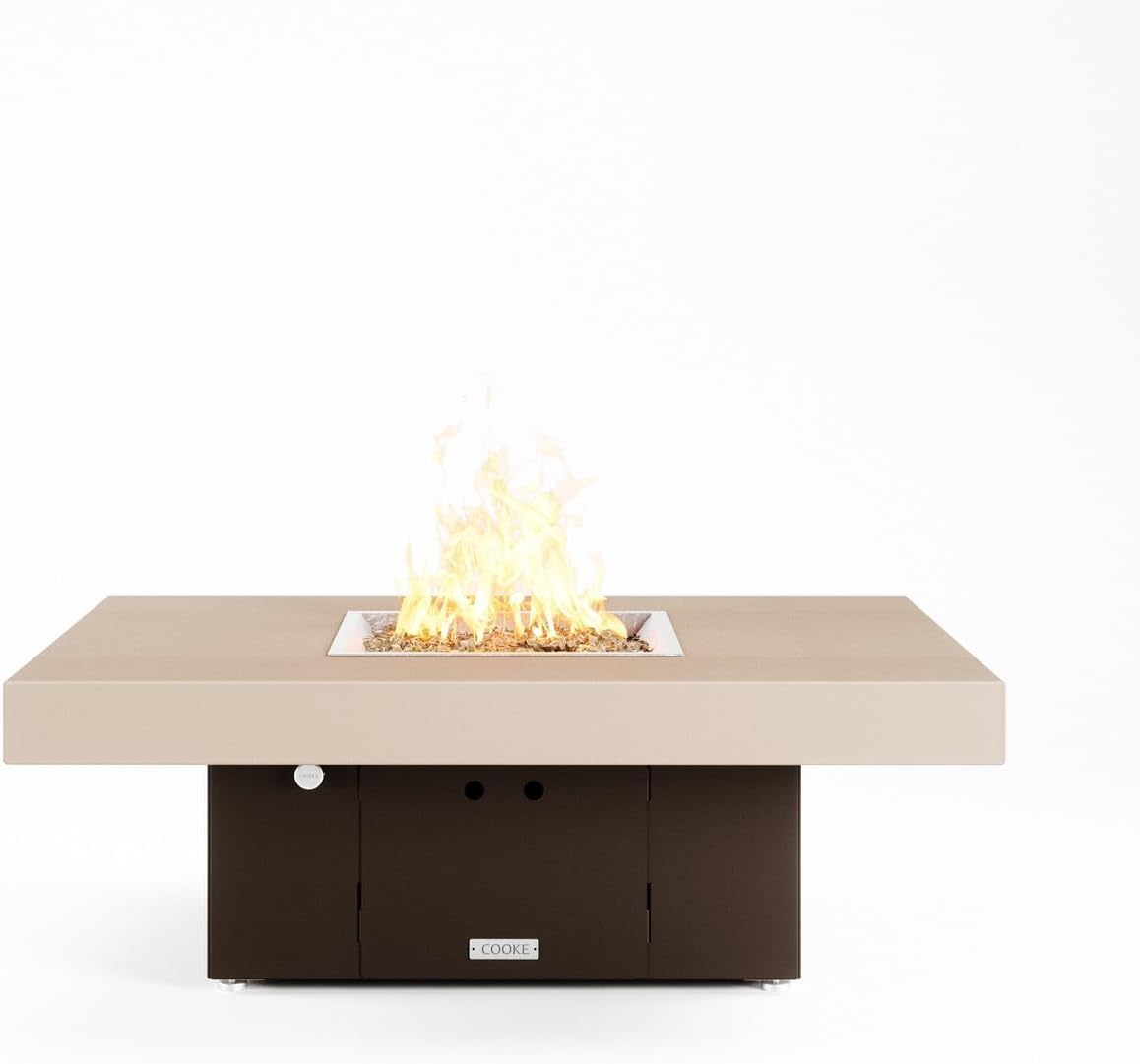COOKE Santa Barbara Fire Pit Table 48" x 36" x 17" – Aluminum Top, Bronze Base, 100K BTU Gas, Propane/Natural Gas Compatible, with Windscreen (Grey Powder Coated Aluminum, Natural Gas)