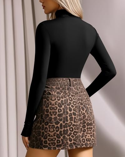 mangopop women39s mock turtle neck long sleeve tops bodysuit jumpsuit