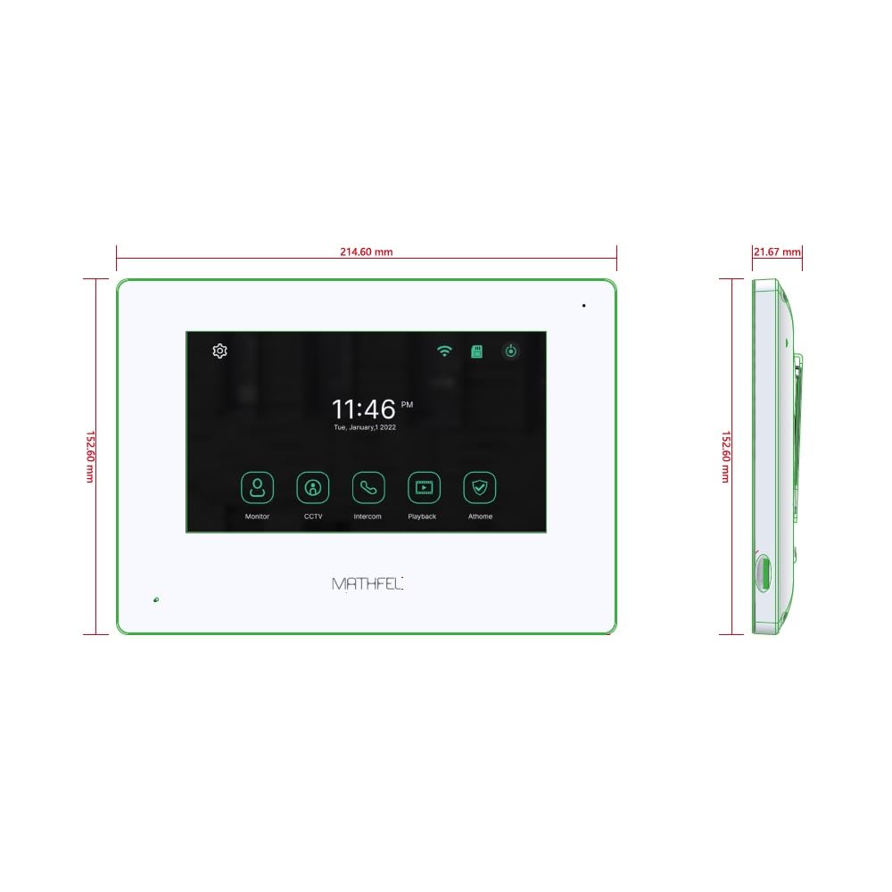 Mathfel 3 Familienhaus - 2 Draht Bus IP - Video Türsprechanlage mit Full HD Kamera, in RAL7016 Anthrazit, 3X 7'' Monitor in weiß, Touchscreen