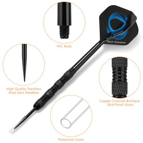 Image of Accmor Metal Tip Darts, Steel Tip Darts, 14 Grams Professional Metal Darts, Darts Metal Tip Set, Metal Darts for Dartboard
