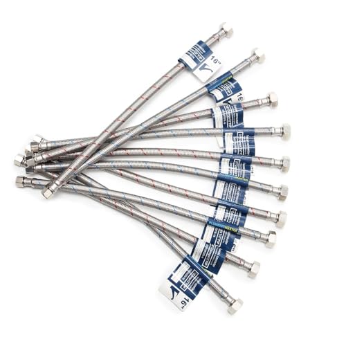 [10-Pack] PLUMBINGMASTER Faucet Hose,Faucet Supply Lines (3/8' Comp x 1/2' FIP), Certified Safe...