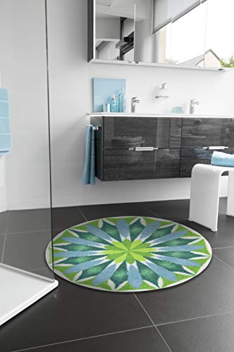 Grund Bath Mat, Ultra Soft and Absorbent, Anti Slip, 5 Years Warranty, SUNRISE, Mandala 80 cm Round, Light Blue