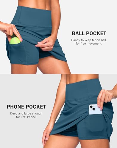 Image of SANTINY 13.5 inch /15 inch Skorts for Women with 2 Pockets High Waisted A Line Casual Pickleball Golf Skort Athletic Tennis Skirt