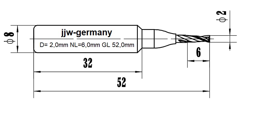 VHM cylindrische spiraalfrees Z=3 positief