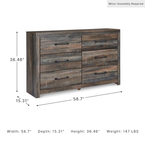 Signature Design by Ashley Rustic 6 Drawer Bedroom Dresser, Drystan - image 3