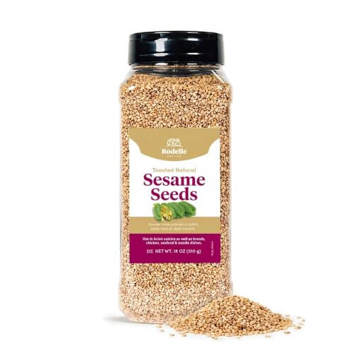 Rodelle Toasted Natural Sesame Seeds, No Artificial Flavors, Kosher, 18 Oz.