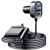 5 Multi Ports Fast Car Charger, 72W USB C Car Charger, JOYROOM PD 3.0 + QC 3.0 Type C Multi Car Charger Adapter for Cell Phone with 5FT/1.5M Cable Designed for Front and Back Seat