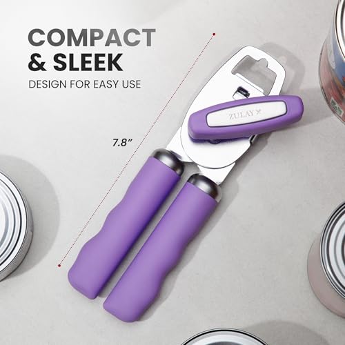 Image of Zulay Kitchen Manual Can Opener Heavy Duty Patented Stainless Steel, Mauve
