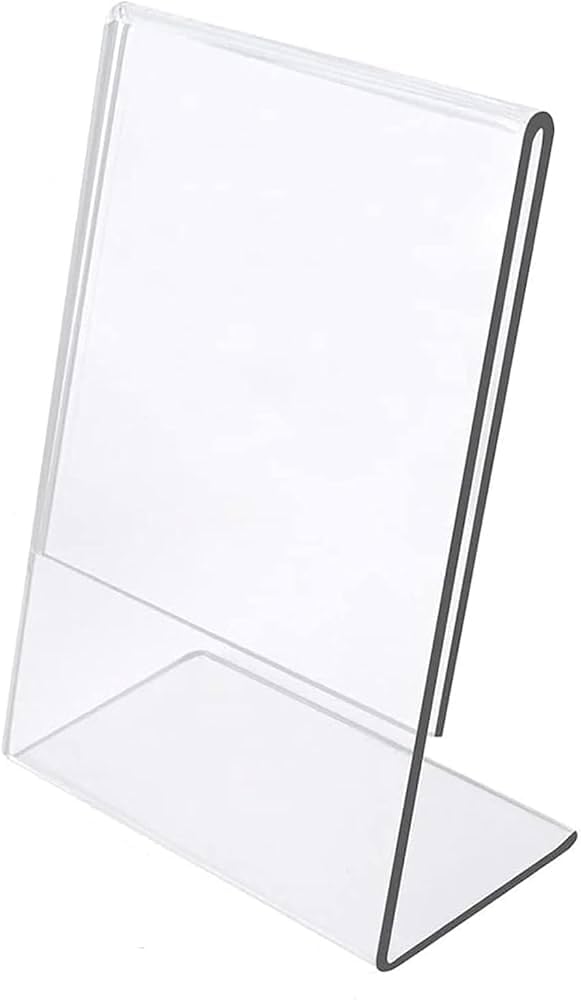 Slanted Back Acrylic Sign Stands, Clear Tabletop Display, Plastic Paper Sign Holder for Office, Home, Restaurant, Sign Holder Paper Photo Display，Menu Table Top Stand，Clear Acrylic Picture Frame Slanted Back，Flyer Holder (1)