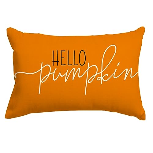 RABUSOFA Fall Pillow Covers 12x20 Hello Pumpkin Decorative Throw Pillows