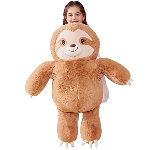 IKASA Giant Sloth Stuffed Animal Plush Toy,Large Bradypod Cute Jumbo Soft Toys,Huge Big Size Plushie,Gifts for Kids (Sloth B, 30 inches)