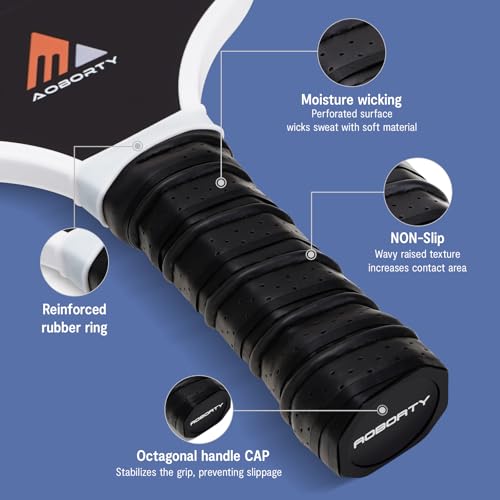 Image of AOBORTY Pickleball Paddles 4 Pack - USAPA Light Graphite Premium Rackets Fiber Face & Polymer Honeycomb Core Pickleball Set with 4 Outdoor Indoor Balls Including Portable Carry Bag